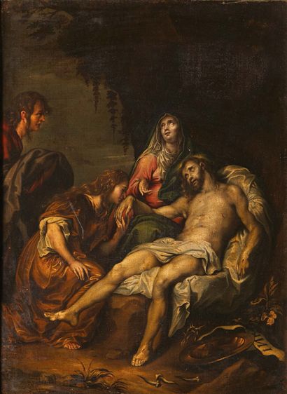 ÉCOLE FLAMANDE DU XVIIe SIÈCLE, SUIVEUR D'ANTOINE VAN DYCK Pieta
Toile.
H_76,5 cm...