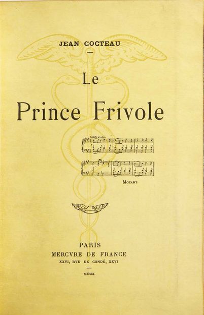 Jean COCTEAU. Le Prince frivole. Paris, Mercure de France, 1910.
In-12 : maroquin...