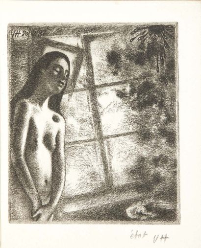 Paul Eluard. Applied. Illustrated by Valentine Hugo. Paris, (Henri Jourde imprimeur),...