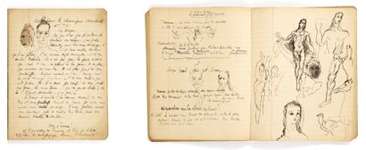 Max JACOB. Illustrated autograph notebook. No place or date [ca. 1930]. 
 School...