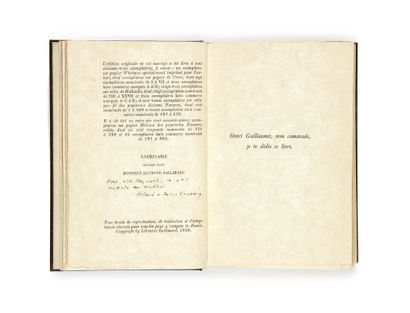 Antoine de SAINT-EXUPÉRY. Terre des hommes.
Paris, Gallimard, 1939.
In-12 : maroquin...