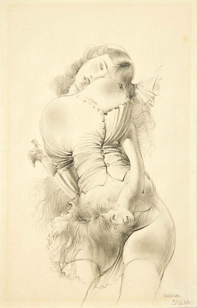 Hans BELLMER. Erotic composition. Without place, 21 June 1937.
Original drawing signed...