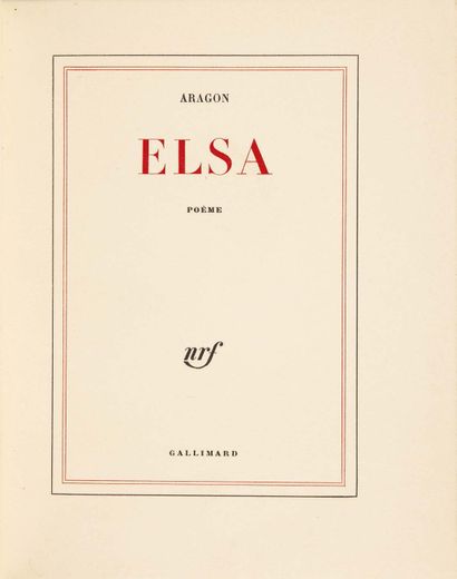 Louis ARAGON. Elsa. Poem. Paris, Gallimard, 1959.
In-4: morocco in two parts, blue...