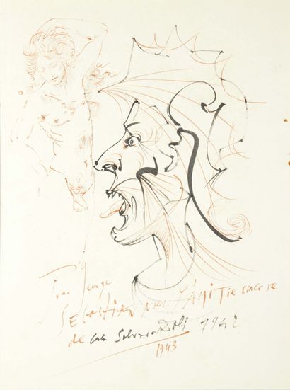 Salvador DALI. Dessin original. 1942-1943.
Dessin original signé, crayon, plume et...