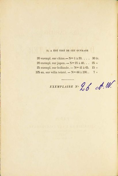 [André GIDE]. Les Cahiers d'André Walter. OEuvre posthume. Paris, Librairie de l'Art...