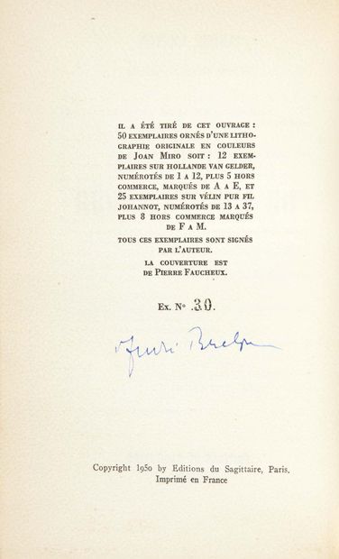 André BRETON. Anthologie de l'humour noir. Paris, Éditions du Sagittaire, 1950. Fort...