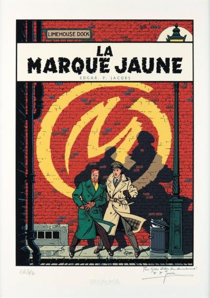 EDGAR P.JACOBS (1904-1987) Couverture de « La Marque Jaune » Sérigraphie manuelle...