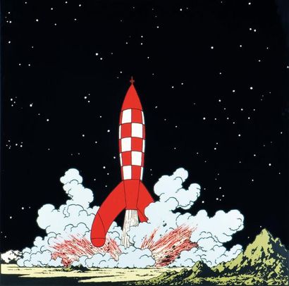 HERGE (1907-1983) Tintin Plaque émaillée Tintin - réalisé en 1985 « On a marché sur...