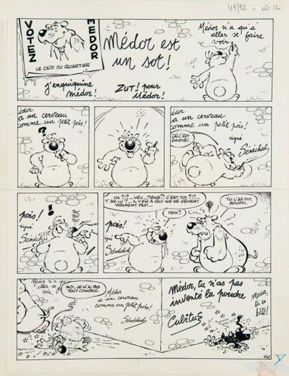 DUPA Planche originale gags numéro 605 de l'album numéro 12 « Tu nous fais marcher...