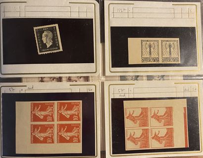 null FRANCE Petit ensemble de timbres classés dont Essai du N°252, bloc de quatre...