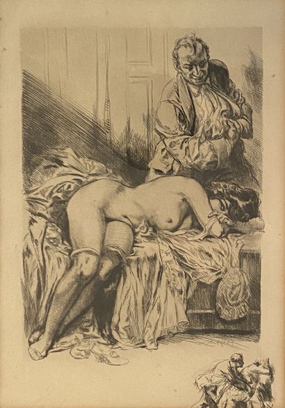 null Almery Lobel Riche (1877-1950) Six framed erotic prints A vue H_28 cm W_20 ...