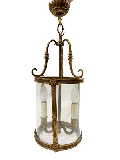null Lantern In gilded brass and glass H_53 cm