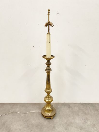 Pique Cierge monté en lampe Métal XIXè siècle...