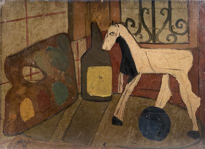  VAINSTEIN Composition with horse Oil on canvas H_46 cm L_33 cm