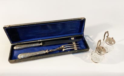 Meat knife and fork in French silver 950/000....
