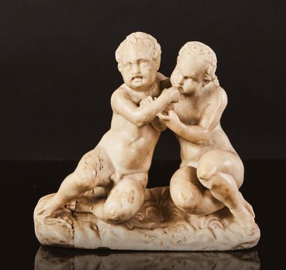 Group of two children in marble sculpted...