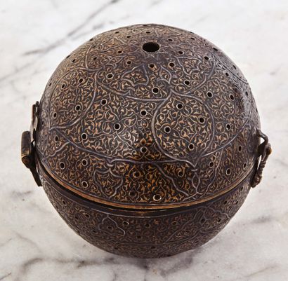 Incense burner made of brass inlaid with...