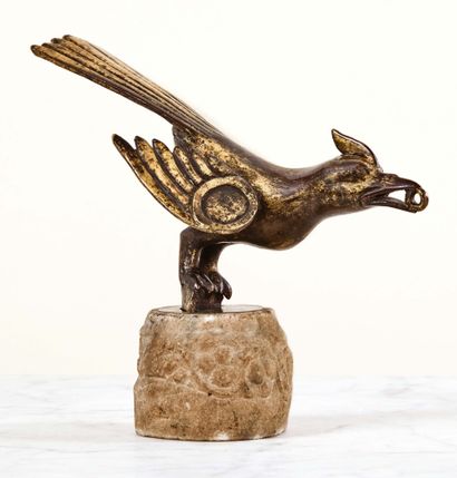 null St. Osvald's bird, reliquary (?), gilt bronze. Projecting forward, the bird...