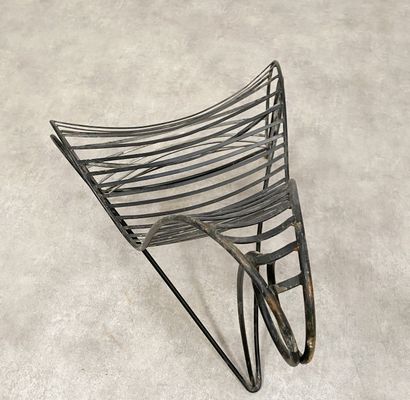null ANDRÉ DUBREUIL(Born in 1951) Chair "Spine Chair" Wrought iron with black patina...