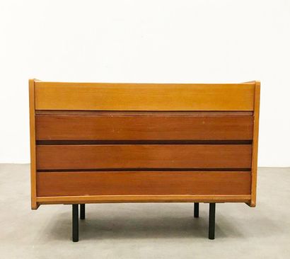 null JOSEPH ANDRE MOTTE (1925-2013) Coiffeuse / commode Placage de frêne, acajou,...