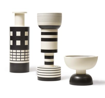 ETTORE SOTTSASS (1917-2007) 
Set of three ceramics from the "Hollywood" series:
A...