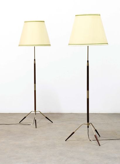 SVEND AAGE HOLM SORENSEN (1913-2004) 
Pair of floor lamps model "Tarentel"
Rosewood...