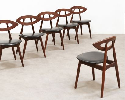EJVIND A. JOHANSSON (1923-2002) Série de 6 chaises modèle «Eye chair 84» Bois et...