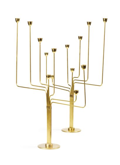 Piet Hein (1905-1996) 
Pair of candelabras big model "Ursa Major"
Brass
Brass
Modele...
