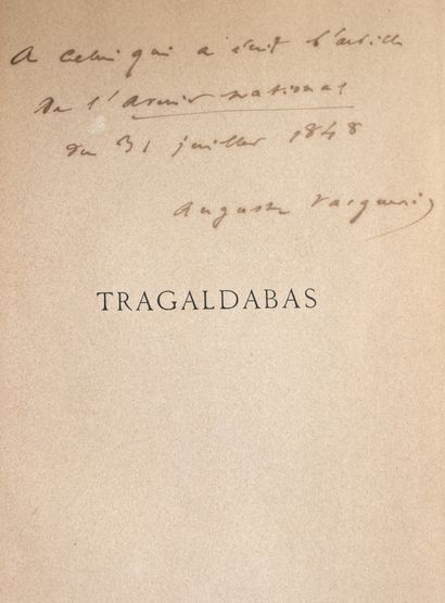 null VACQUERIE (Auguste), Tragaldabas, demi- maroquin rouge à coins envoi de l'a...