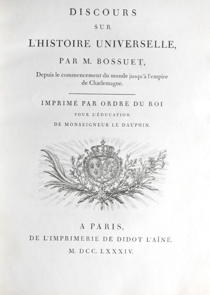 null BOSSUET (Jacques Bénigne). Discours sur l’histoire universelle, depuis le commencement...