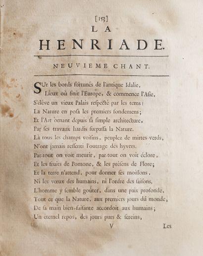 null VOLTAIRE ( François Marie Arouet dit), Henriette,1728 edition anglaise (mouillures,...