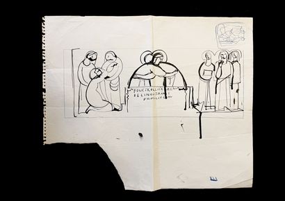 Bengt Lindström (1925-2008) Etude. Ensemble de quatre dessins à l'encre sur papier....