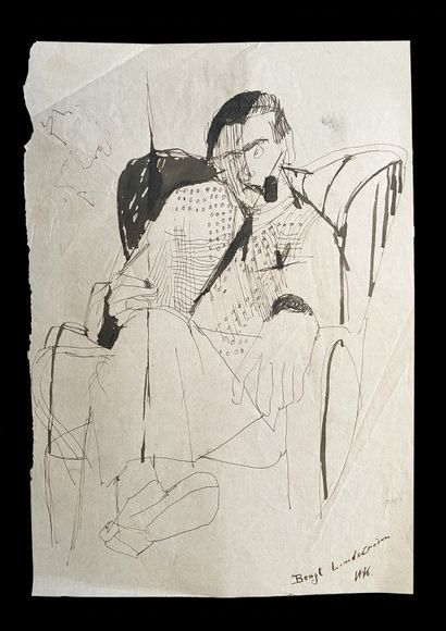 Bengt Lindström (1925-2008) Ensemble de deux dessins à l'encre sur papier. L'homme...