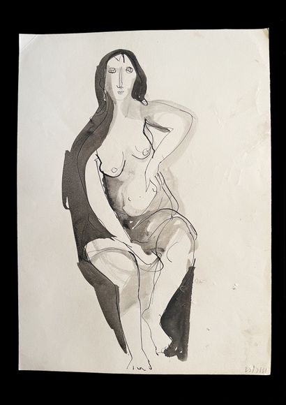 Bengt Lindström (1925-2008) Etude de femme. Ensemble de deux dessins à l'encre sur...