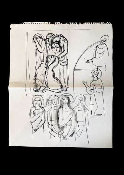 Bengt Lindström (1925-2008) Etude. Ensemble de quatre dessins à l'encre sur papier....