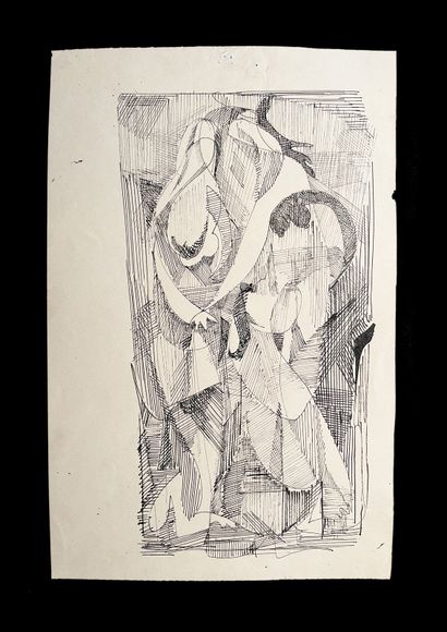 Bengt Lindström (1925-2008) Dance of the bodies. Ink drawing on paper. H_31 cm L_20...