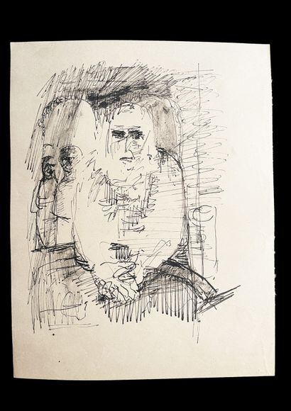 Bengt Lindström (1925-2008) Characters. Ink drawing on paper. H_27 cm L_21,2 cm