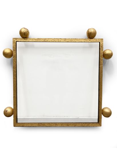 null Frame in hammered gold metal set with balls H_100 cm L_113 cm