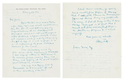 TATE Allan (1899-1979) Poète américain Lettre autographe signée, 1½ pages in-4; Princeton,...