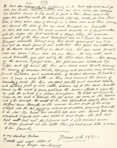 GREEN Anne Manuscrit autographe signé en anglais, intitulé «MARIETTA», environ 190...