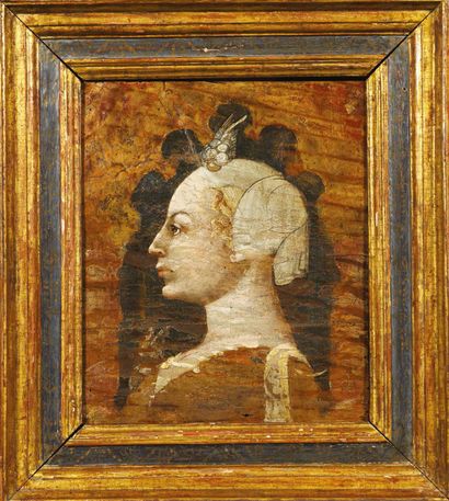 ÉCOLE ITALIENNE DU XIXE SIÈCLE, DANS LE GOÛT DE POLLAIULO Portrait de femme de profil...