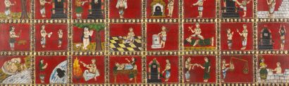 null TANJORE PAINTING REPRESENTING THE SIXTY-THREE NAYANMARS. Polychrome pigments,...