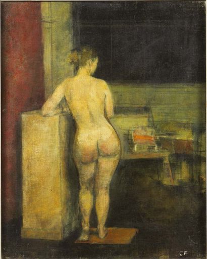École du XXe siècle Young woman nude from behind
Oil on canvas monogrammed CF lower...
