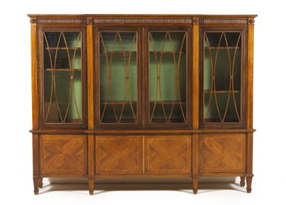 null Wooden veneered bookcase with geometric frieze.
19th century.
H_178 cm W_220...