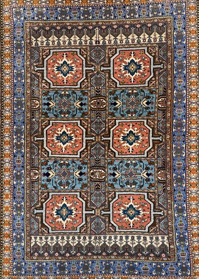 null Tunisia wool carpet with geometric decoration About 1975 H_294 cm W_200 cm