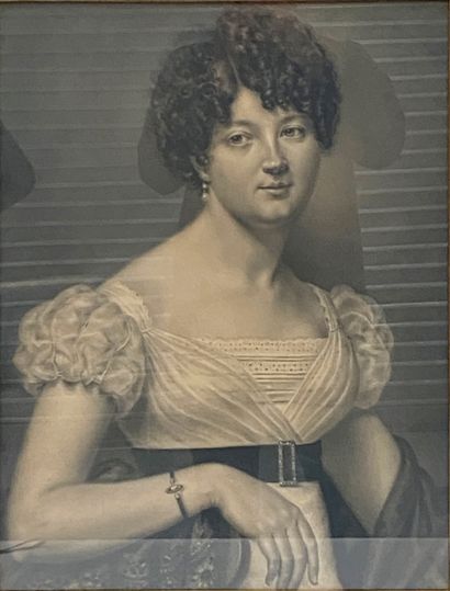 null Ecole Française de la fin du XIXe siècle Portrait d’une élégante Pastel, crayon...