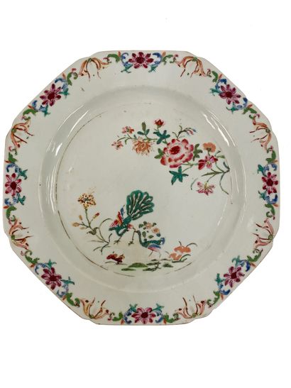null SAMSON Cover pot with sides In polychrome porcelain with floral and vegetable...