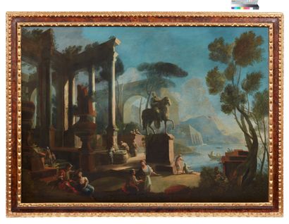Attribuiti a Leonardo Coccorante (Napoli 1680-1750) Due paesaggi con architetture...