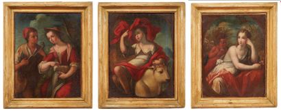 Scuola del Nord Italia del XVIII secolo Insieme di sette dipinti a soggetti mitologici...
