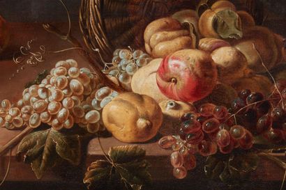 Adriaen Van Utrecht (Anversa 1599-1652) Natura morta di frutta e verdura con due...